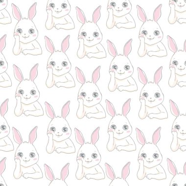 Şirin Tavşan Kusursuz Desensiz Şekil Vektör Arkaplanı