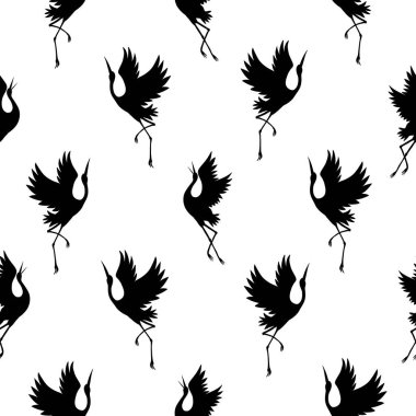 Japon deseni. Geleneksel amaçları olan kusursuz bir vektör süsü. Leylekler ile Japon deseni