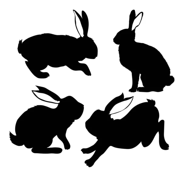 Tavşan Hayvan Silueti Ikon Vektör Tavşan Işareti Beyaz Arkaplanda — Stok Vektör