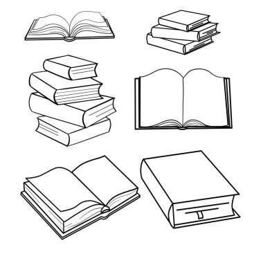 Bir dizi kitap taslağı. Vektör illüstrasyonu.