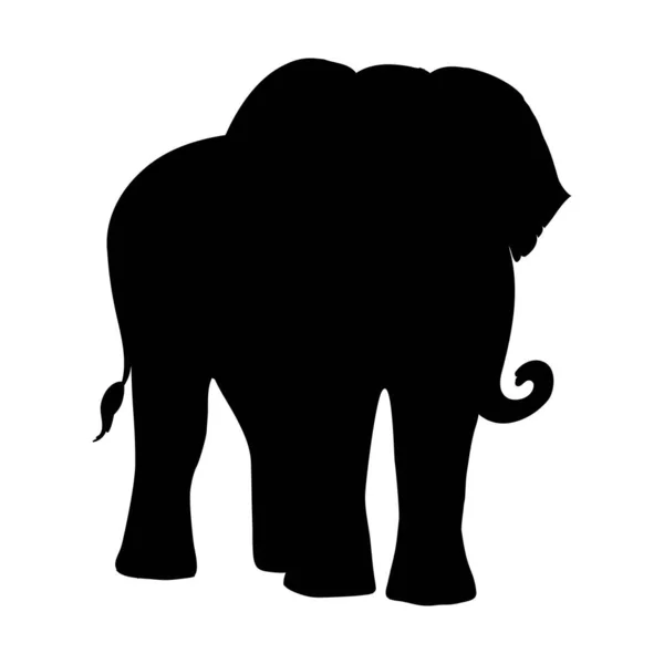 Silhouette Éléphants Isolée Sur Fond Blanc — Image vectorielle