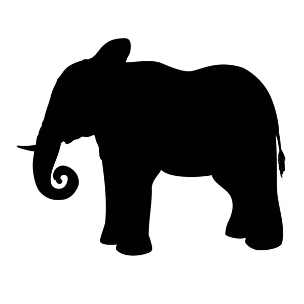 Silhouette Éléphants Isolée Sur Fond Blanc — Image vectorielle