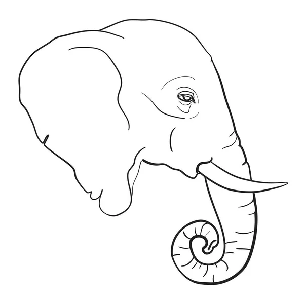 Dibujo Dibujado Mano Elefante Asiático Ilustración Hecha Tinta Negra Aislado — Vector de stock