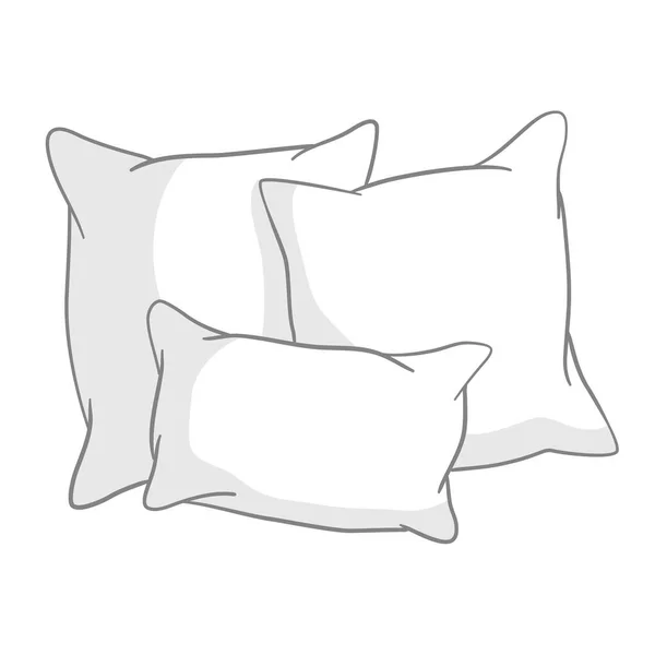 Векторная Иллюстрация Подушки Искусства Изолированные Белые Кровать — стоковый вектор