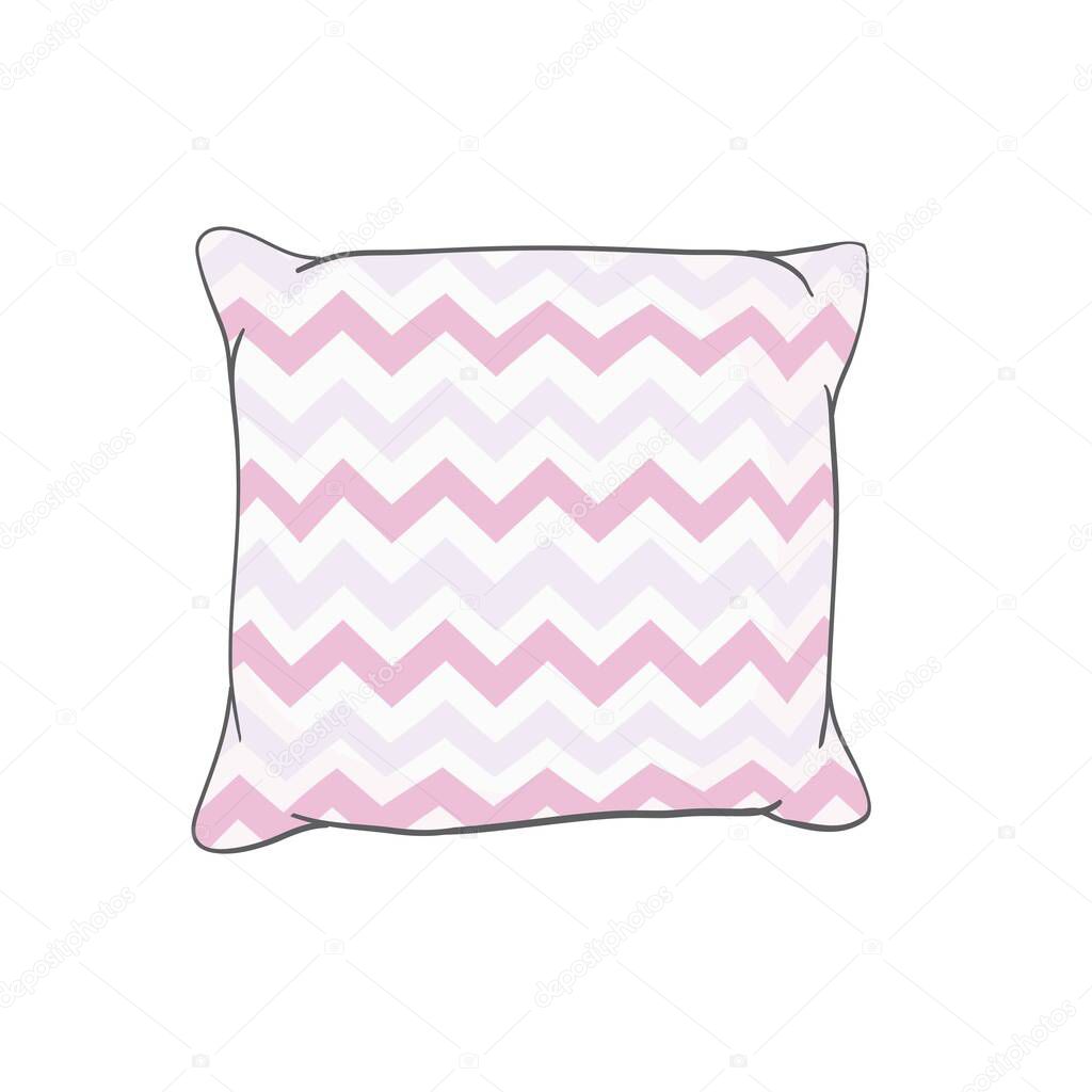 vector illustration of pillow, art, isolated, white, bed