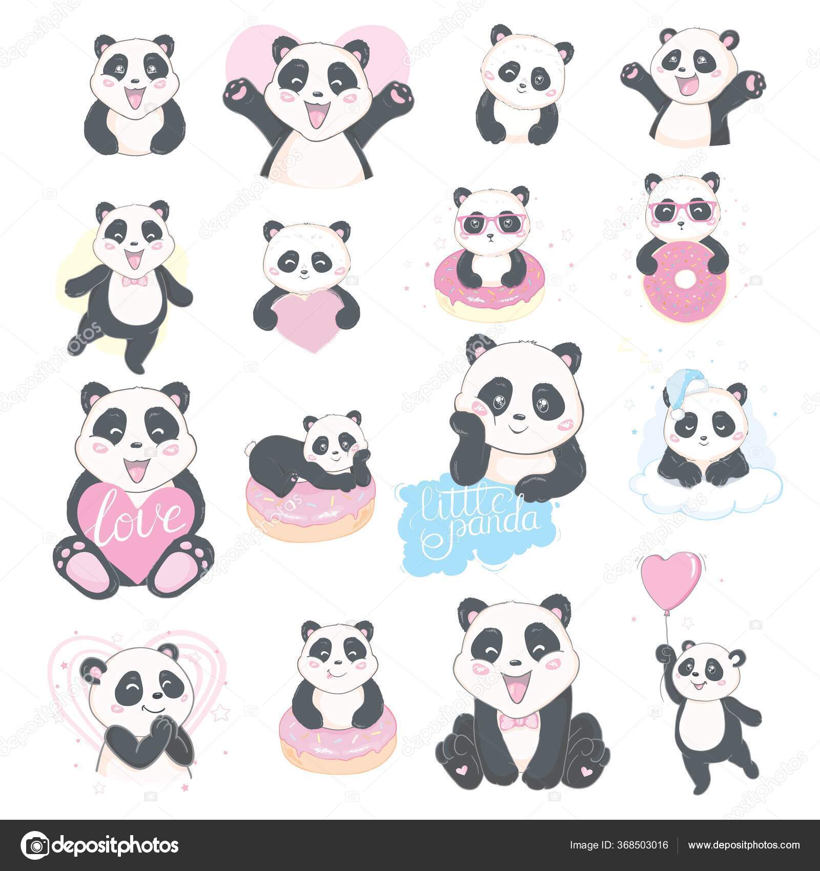 Cute Panda Kawaii Chibi Hand drawn Illustration | Poster