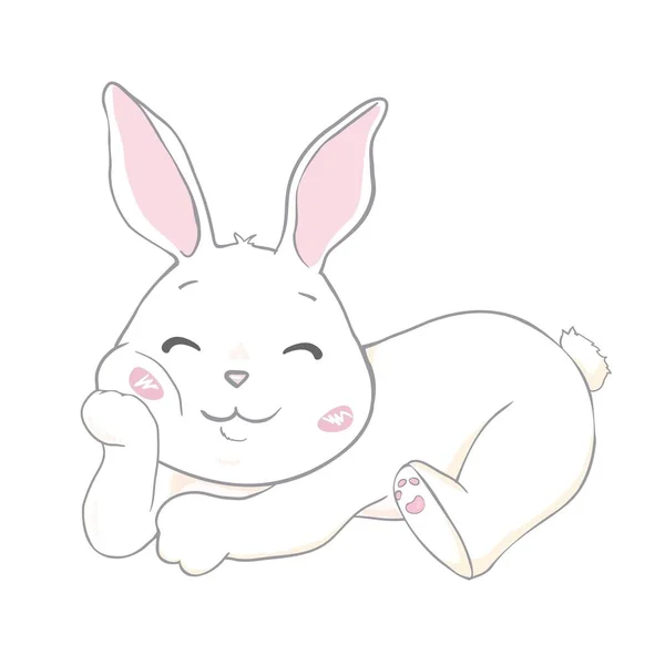 Schattige Bunny Met Hand Getekend Vector Illustratie Kan Worden Gebruikt — Stockvector