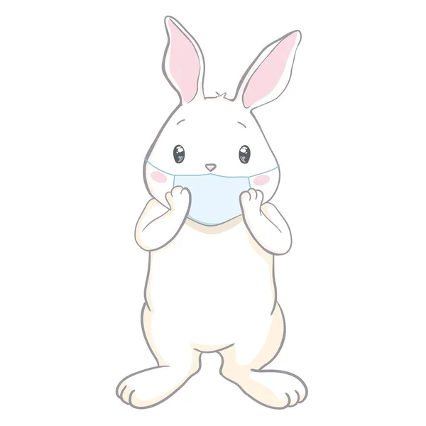 Easter Bunny Protective Mask Vector Funny Coronavirus Easter 2020 Greeting — Stock Vector