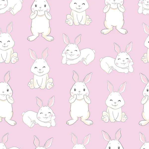 토끼는 커다란 심장을 가지고 있습니다 Pattern Pink Background Prints Book — 스톡 벡터
