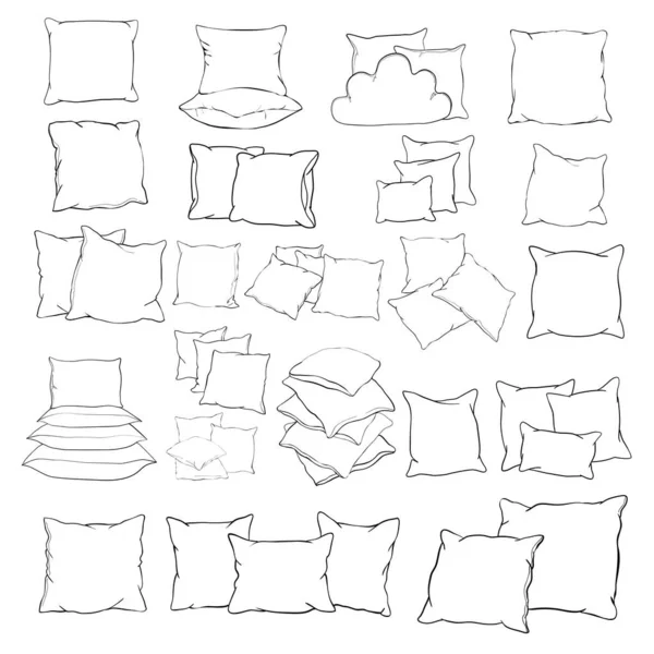 Ilustração Vetorial Travesseiro Arte Isolado Branco Cama —  Vetores de Stock