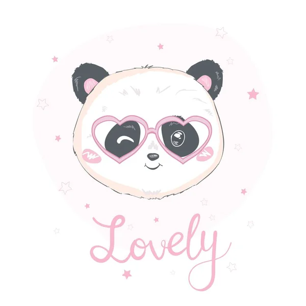 Panda Brille Schwarz Weißer Bär Vektor Illustration Panda Karikatur — Stockvektor