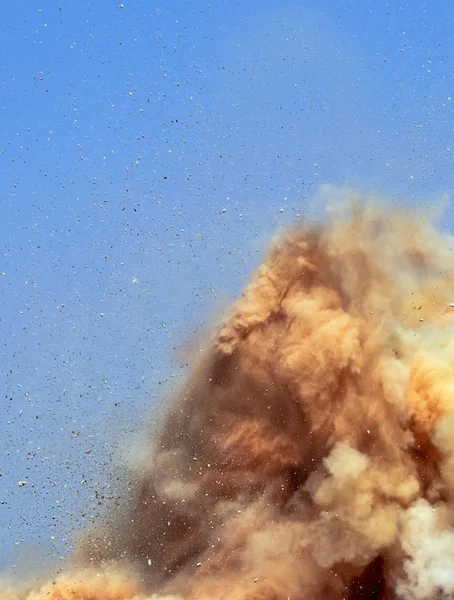 Каменные Частицы Облака Пыли Время Взрыва Детонатора — стоковое фото