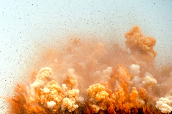 Tormenta Polvo Partículas Roca Voladoras Después Explosión Del Detonador Desierto —  Fotos de Stock