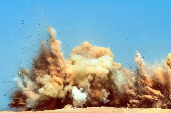 Dust Clouds Detonator Blast Desert — Stock Photo, Image
