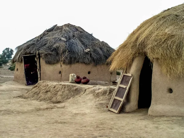Straw Mud Walls Hut Houses Cholistan Desert Pakistan — 图库照片