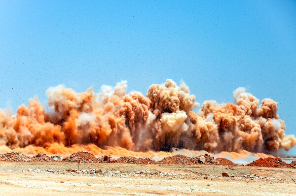 Detonator blasting on the construction site 