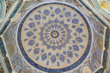 Geometric islamic mosaic art pattern in the Uzbekistan 
