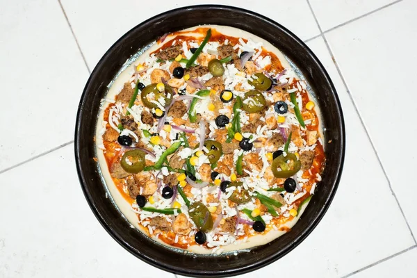 Pizza in the pan