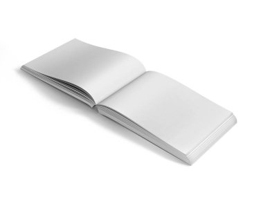 Kitap / maketler manzara, boş Meydanı kitap Katalog / Katalog modelleri beyaz tasarım kağıdı arka plan, gerçekçi render, 3d çizim.