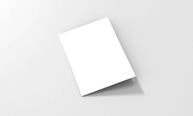 Üç katlı A5 broşür Mock-up, gerçekçi üç katlı A5/A4 broşür Mock-up işleme üzerinde beyaz arka plan, 3d illüstrasyon izole