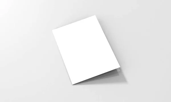 Tri-Fold A5-ös modell-prospektus, valósághű visszaadás a Tri-szeres füzet A5/A4-es modell a elszigetelt fehér háttér, 3D-s illusztráció — Stock Fotó