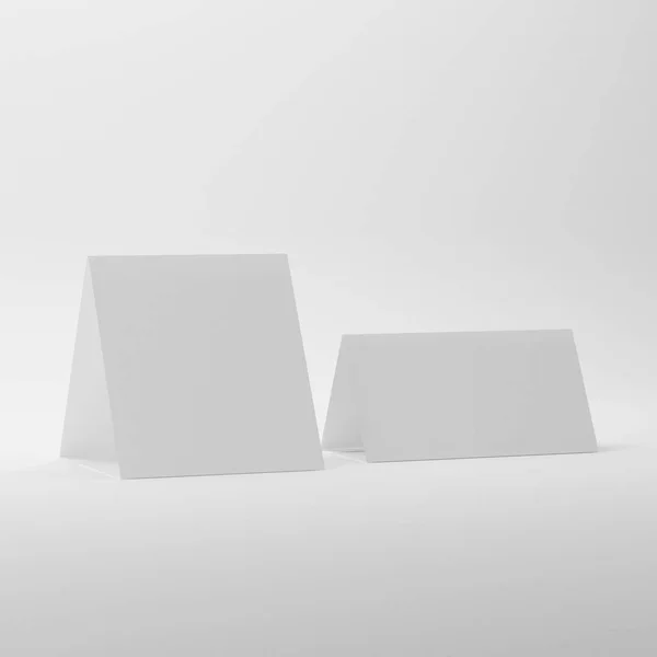 Üres asztal sátor modelleket elszigetelt fehér background — Stock Fotó