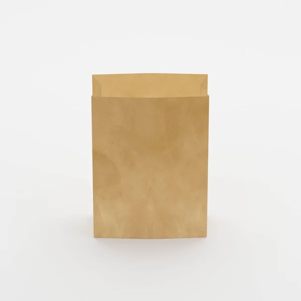 Recycled Brown Paper Bag Mock Template Isolated White Background Ready — Stock Photo, Image