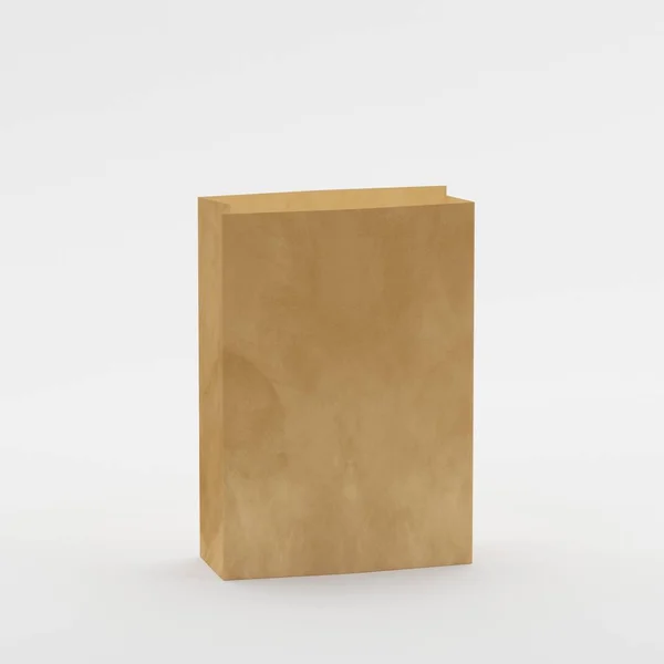 Recycled Brown Paper Bag Mock Template Isolated White Background Ready — Stock Photo, Image