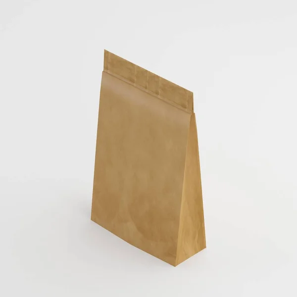 Recyklovaný Balicího Papíru Bag Mock Šablonu Izolované Bílém Pozadí Připravené — Stock fotografie