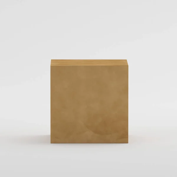 Caja Cartón Corrugado Blanco Sobre Fondo Blanco Aislado Ilustración — Foto de Stock