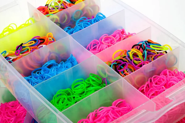 Caixa de borracha colorida para tecer o tear do arco-íris — Fotografia de Stock