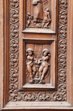 Kapı, Spello Santa Maria Maggiore Katedrali - ayrıntı, Umbria