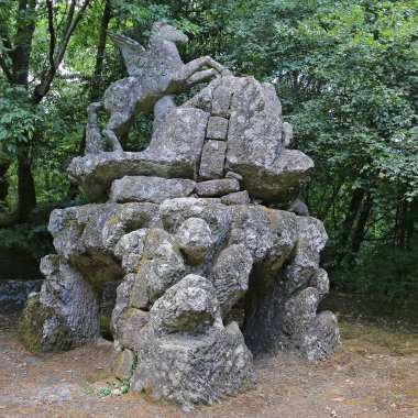 Pegasus çeşme canavar parkında Bomarzo - İtalya
