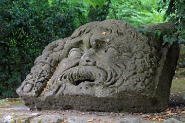 Canavar parkta (İtalyanca 'Parco dei Mostri'), bir ezoterik mimari Bahçe Bomarzo (Tuscia, Lazio) Viterbo eyaletinde, Orta Italya'nin bir ziyarette.
