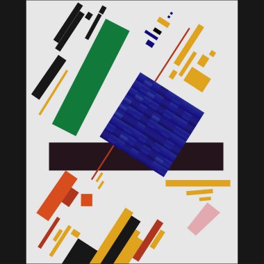Malevich painting a blue square clipart