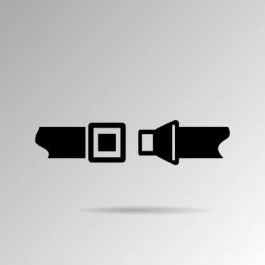 Emniyet kemeri simgesi üzerinde arka izole. Modern düz piktogram, işletme, pazarlama, Internet kavramı. Web sitesi tasarımını veya düğme mobil uygulama Logo illüstrasyon için trendy basit vektör simgesi