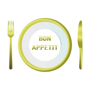 Altın çatal ve bıçak ile bir tabak