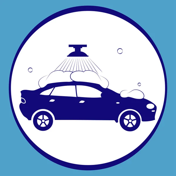 Auto v myčka modré ikony — Stockový vektor