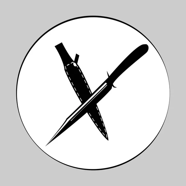 Duas facas de caça cruzadas. Preto na ilustração do vetor liso branco, elemento do logotipo isolado no fundo branco —  Vetores de Stock