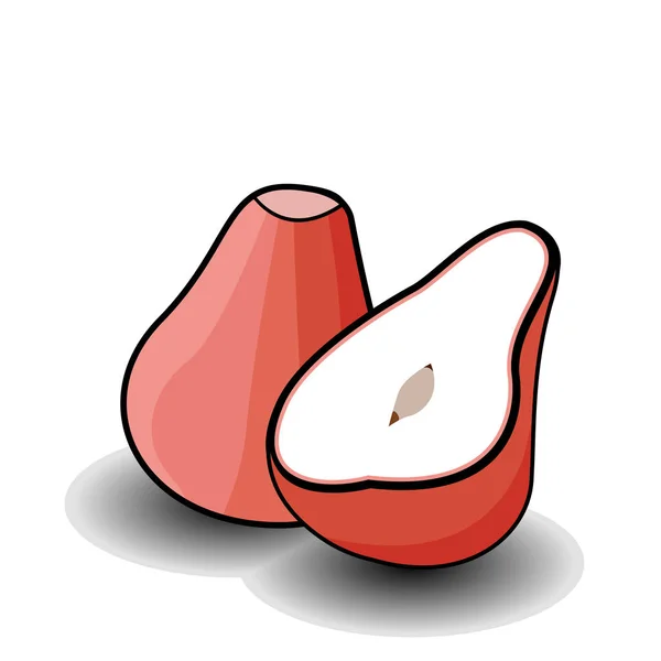 Manzana rosa, ilustración vector de fruta — Vector de stock