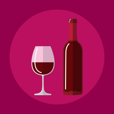 düz simgesi şişe şarap, bardak bira