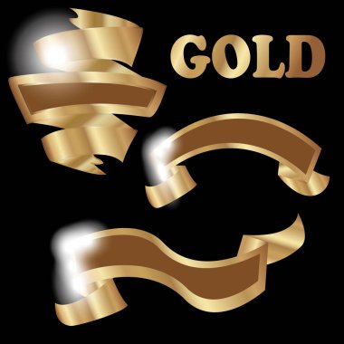 Sigorta primi altın şeritler tasarımınız için kümesi. Vektör çizim