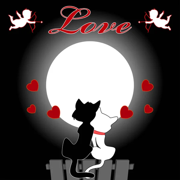 Αγάπη σχεδιασμό, γάτα — Διανυσματικό Αρχείο