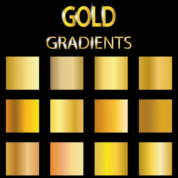Vektorkészlet arany gradients.Golden négyzetek gyűjtemény. — Stock Vector