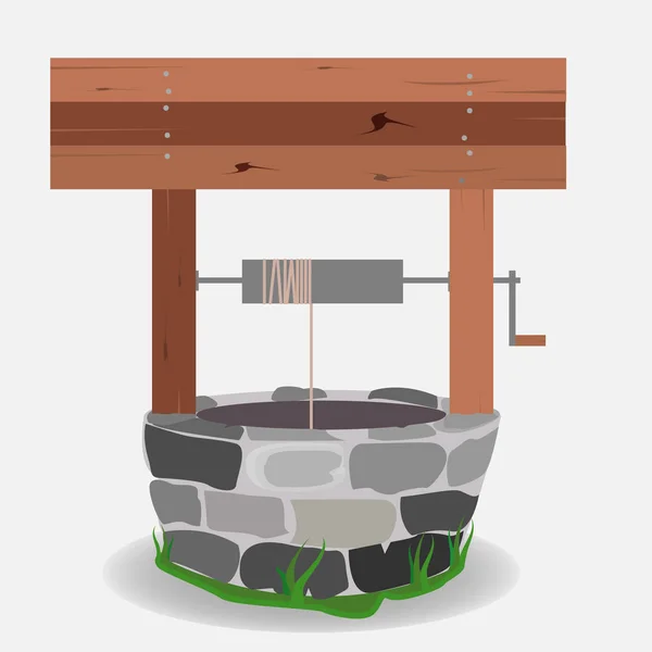 Pierre et bois puits d'eau — Image vectorielle