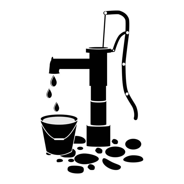 Bomba de agua icono negro imagen — Vector de stock