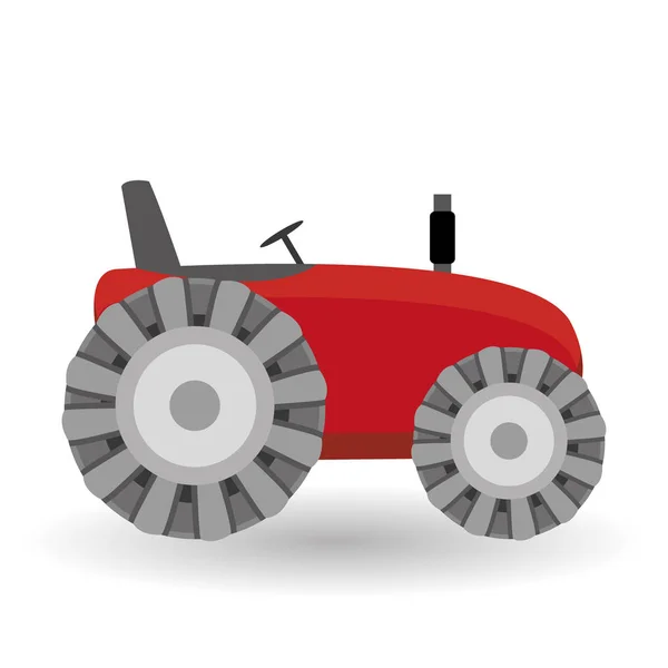 Tractor plano sobre fondo blanco. Icono rojo del tractor - ilustración vectorial. Tractor agrícola - transporte para granja en estilo plano. Icono tractor granja. Tractor icono vector ilustración . — Vector de stock