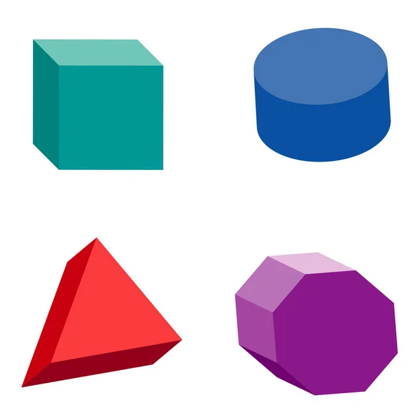 Conjunto colorido de formas geométricas, sólidos platônicos, ilustração vetorial — Vetor de Stock