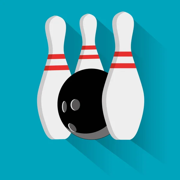 Bowlingball und Stiftvektorsatz isoliert vom Hintergrund. Symbole für eine Kegelbahn oder ein Spiel im flachen Stil. Symbole der aktiven Erholung. — Stockvektor