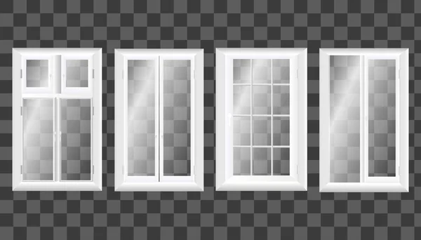 Moderna bred skjutbara fönster med klarglas. Vektorgrafik. Interiören i rummet. — Stock vektor